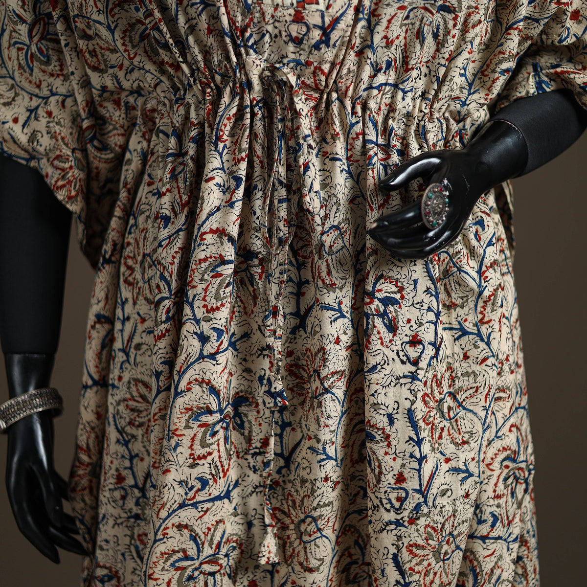 Kalamkari Hand Block Print Natural Dyed Cotton Long Kaftan 185