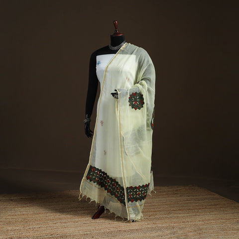 Kota Doria Cotton Barmer Applique Work Dupatta with Zari Border 14
