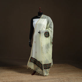 Kota Doria Cotton Barmer Applique Work Dupatta with Zari Border 14