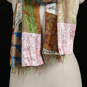 Bengal Kantha Handwork Patchwork Reversible Silk Stole 220