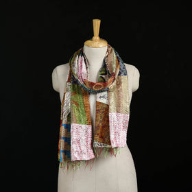 Bengal Kantha Handwork Patchwork Reversible Silk Stole 220