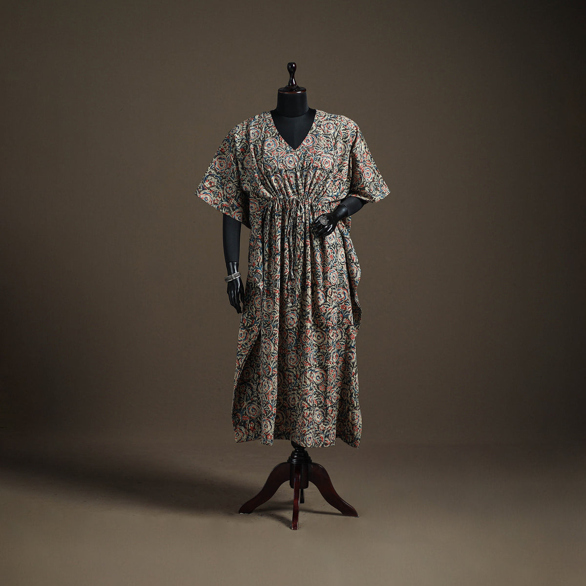 Kalamkari Hand Block Print Natural Dyed Cotton Long Kaftan 186