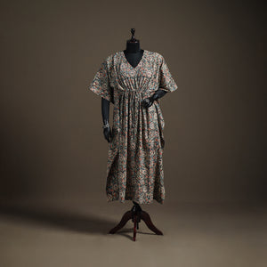 Kalamkari Hand Block Print Natural Dyed Cotton Long Kaftan 186