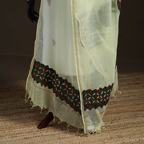 Kota Doria Cotton Barmer Applique Work Dupatta with Zari Border 14