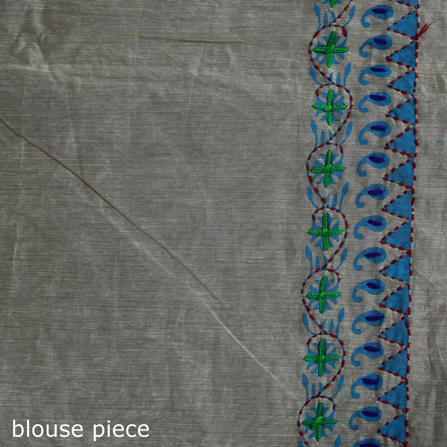 White - Bengal Kantha Hand Embroidery Silk Cotton Chapa Work Saree 96