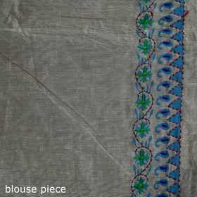 White - Bengal Kantha Hand Embroidery Silk Cotton Chapa Work Saree 96