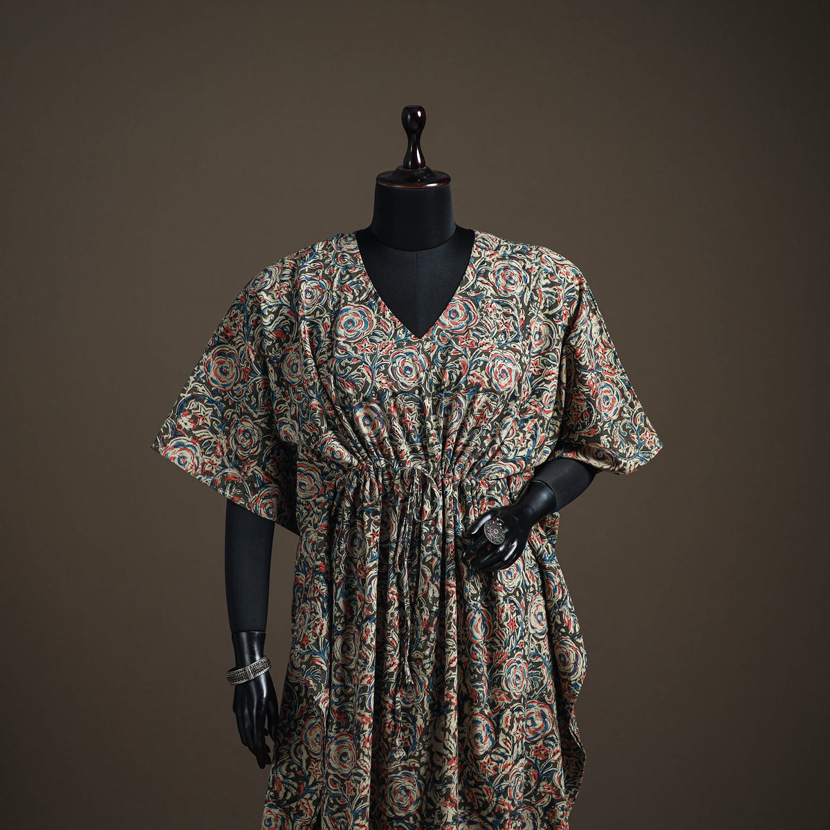 Kalamkari Hand Block Print Natural Dyed Cotton Long Kaftan 186