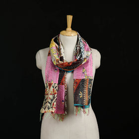 Bengal Kantha Handwork Patchwork Reversible Silk Stole 221