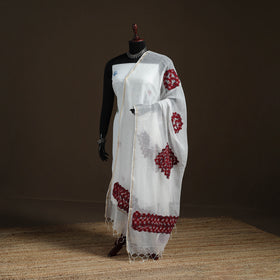 Kota Doria Cotton Barmer Applique Work Dupatta with Zari Border 15