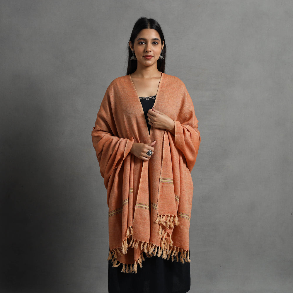 Orange - Kumaun Handwoven Pure Merino Wool Shawl for Women 73