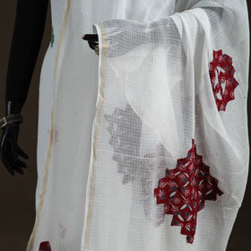 Kota Doria Cotton Barmer Applique Work Dupatta with Zari Border 15