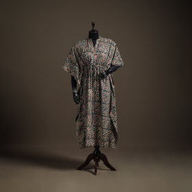 Kalamkari Hand Block Print Natural Dyed Cotton Long Kaftan 187
