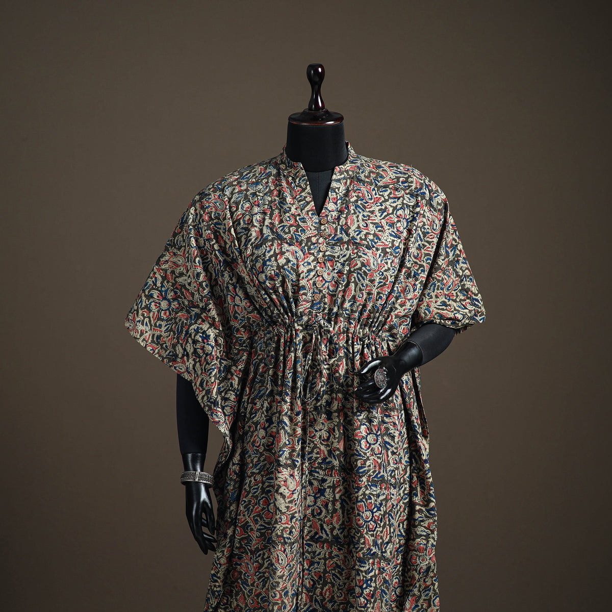 Kalamkari Hand Block Print Natural Dyed Cotton Long Kaftan 187