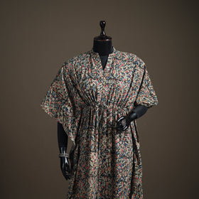 Kalamkari Hand Block Print Natural Dyed Cotton Long Kaftan 187