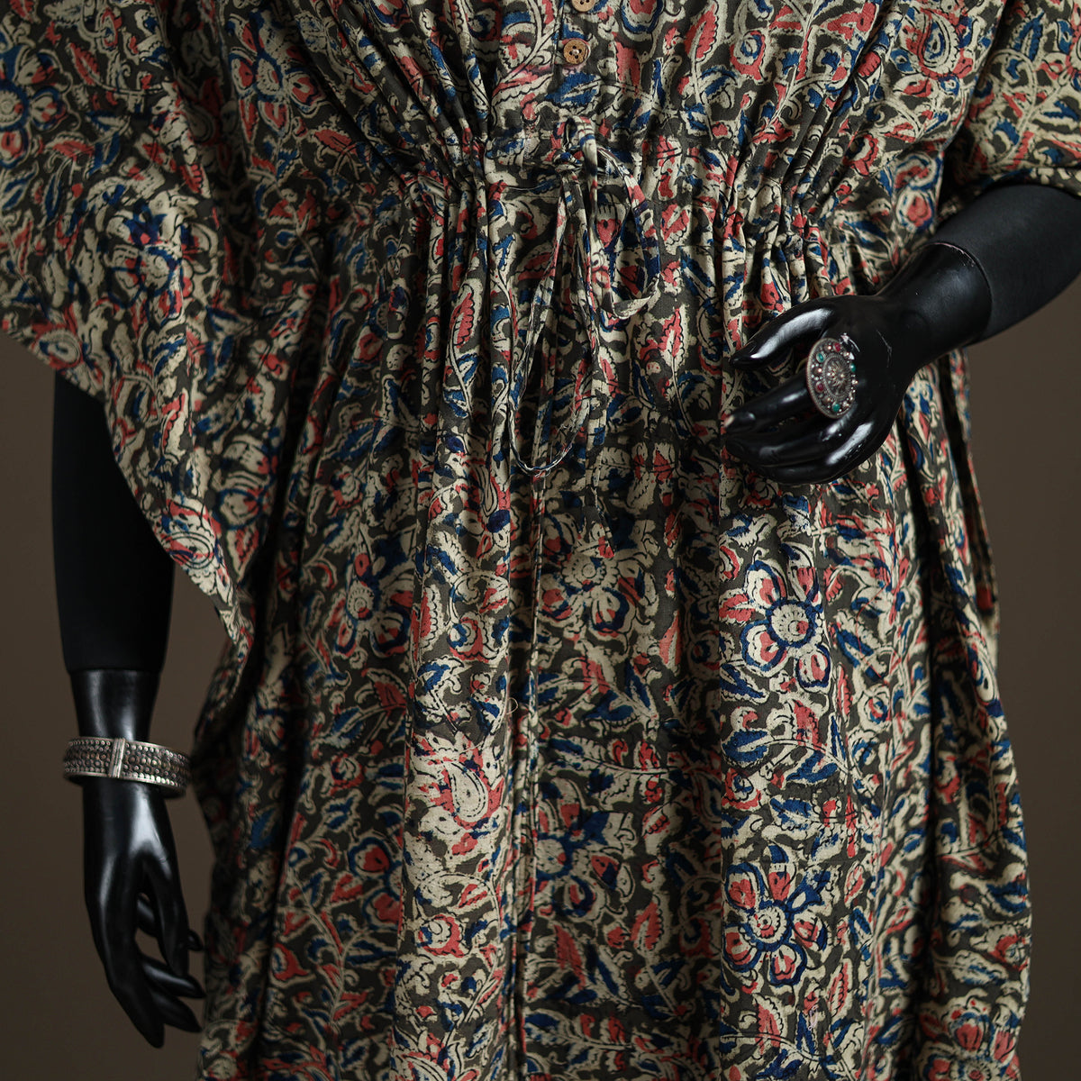 Kalamkari Hand Block Print Natural Dyed Cotton Long Kaftan 187