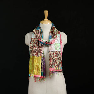 Bengal Kantha Handwork Patchwork Reversible Silk Stole 225