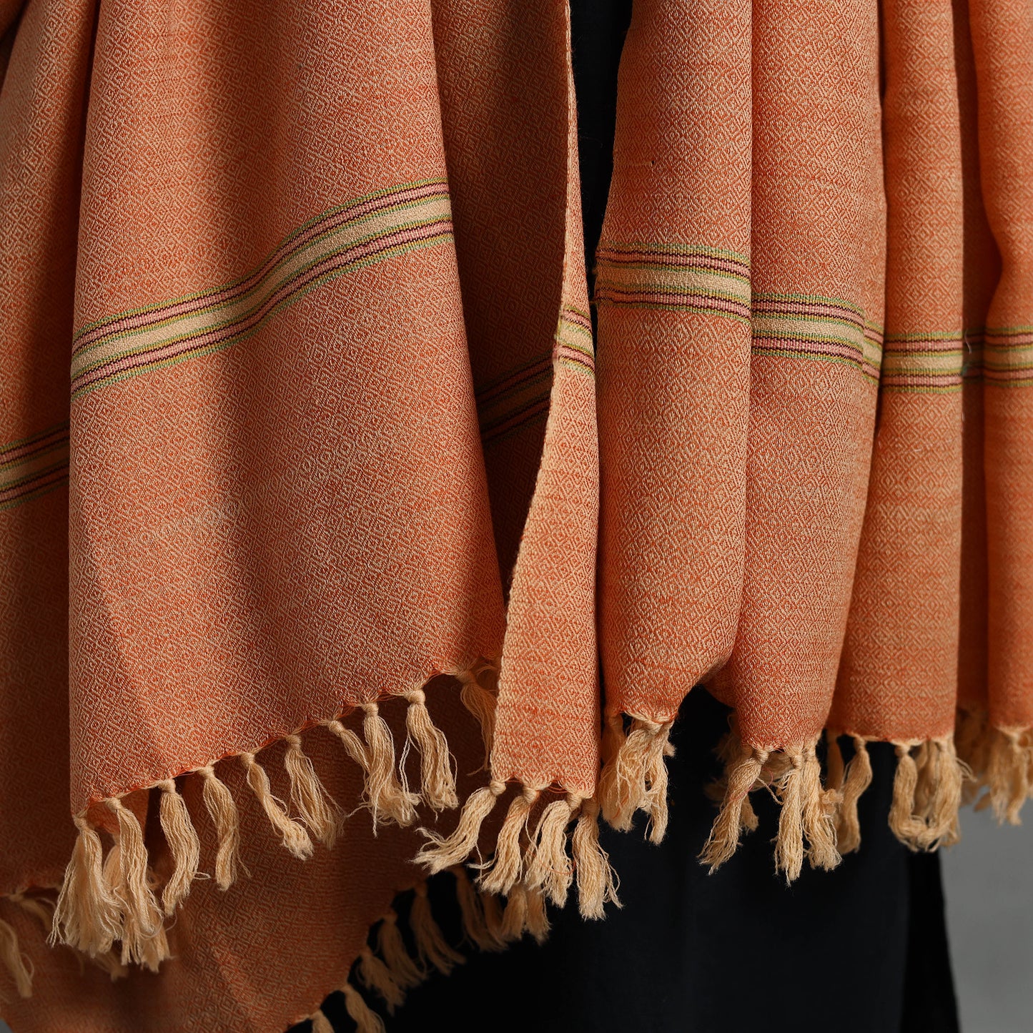 Orange - Kumaun Handwoven Pure Merino Wool Shawl for Women 73