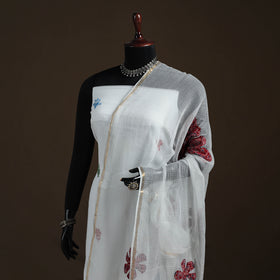 Kota Doria Cotton Barmer Applique Work Dupatta with Zari Border 16