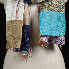 Bengal Kantha Handwork Patchwork Reversible Silk Stole 226