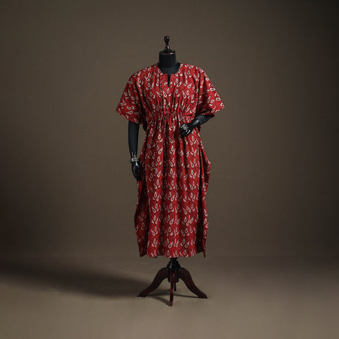 Akola hand block print natural dyed cotton kaftan (long)