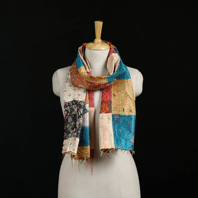 Bengal Kantha Handwork Patchwork Reversible Silk Stole 227