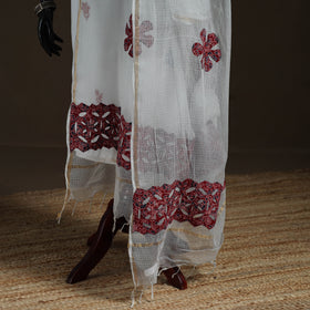 Kota Doria Cotton Barmer Applique Work Dupatta with Zari Border 16