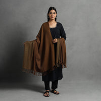 Brown - Kumaun Handwoven Pure Merino Wool Shawl for Women 74