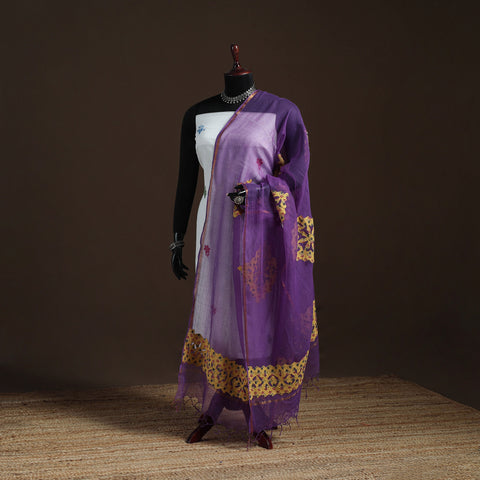Kota Doria Cotton Barmer Applique Work Dupatta with Zari Border 17