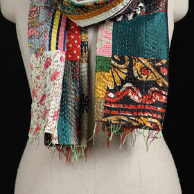Bengal Kantha Handwork Patchwork Reversible Silk Stole 229