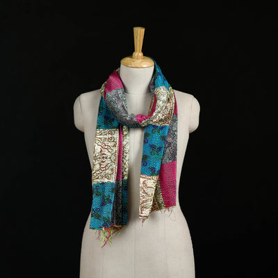 Bengal Kantha Handwork Patchwork Reversible Silk Stole 230
