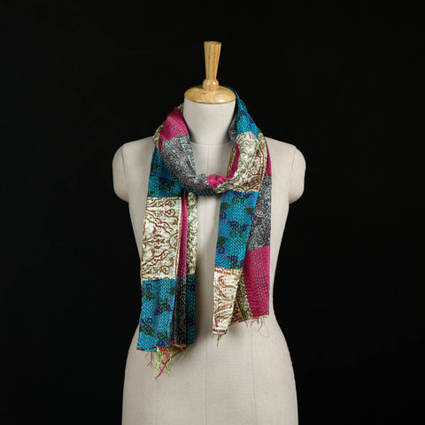 Bengal Kantha Handwork Patchwork Reversible Silk Stole 230