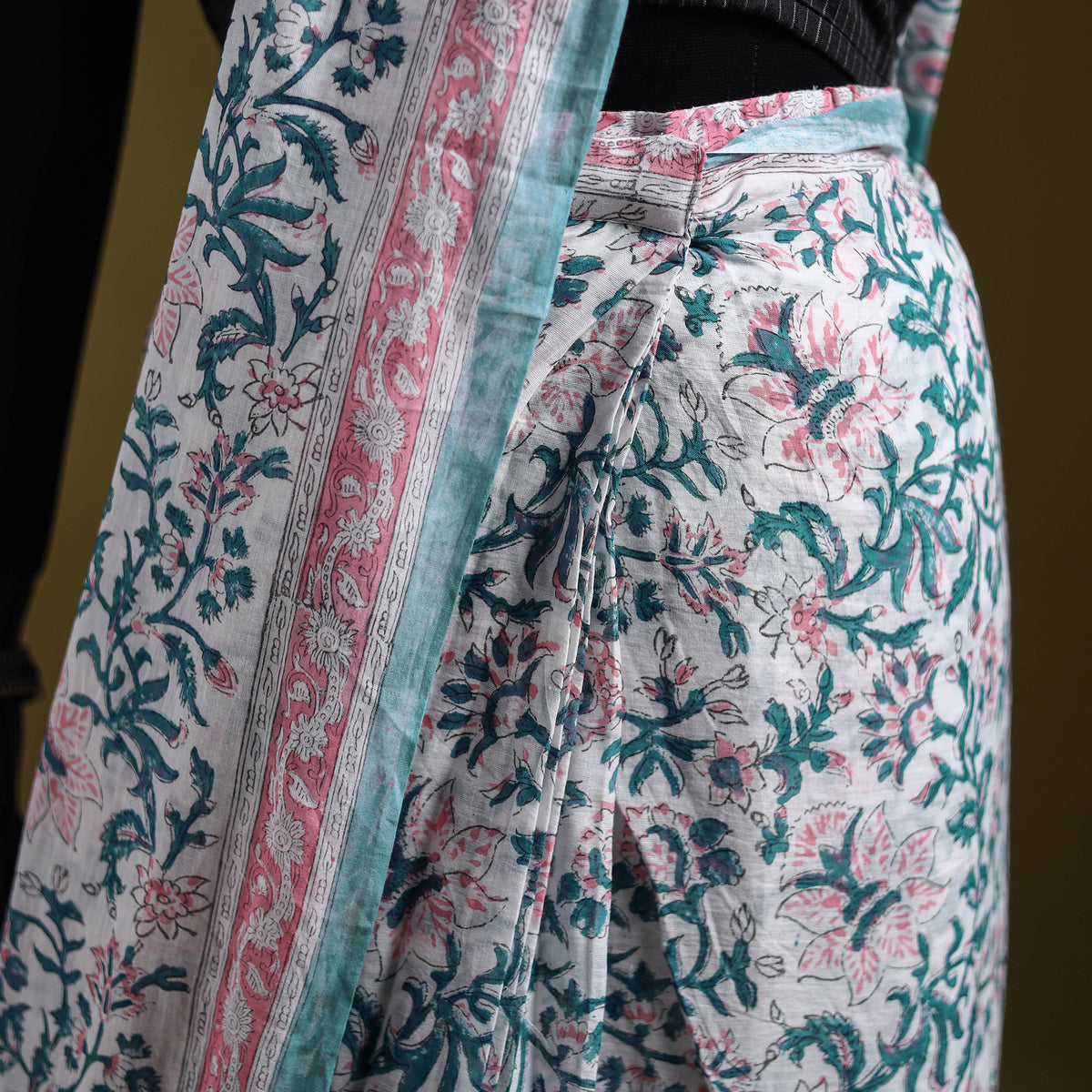 Sanganeri Hand Block Print Pure Mul Cotton Ready To Wear Saree 56