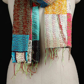 Bengal Kantha Handwork Patchwork Reversible Silk Stole 231