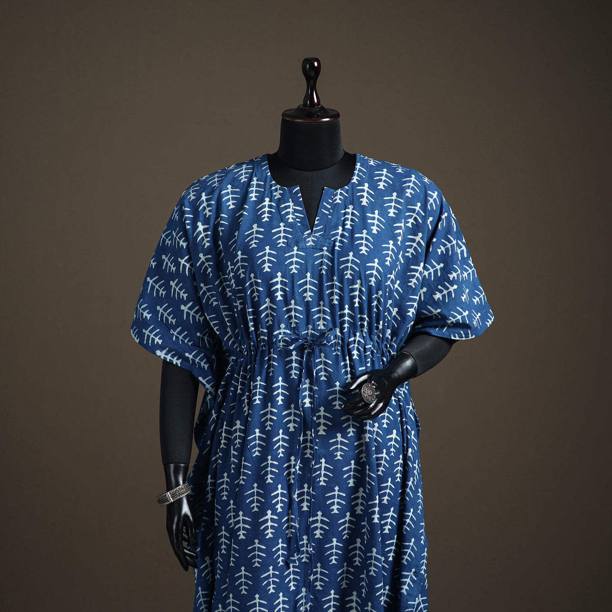 Akola Hand Block Print Natural Dyed Cotton Kaftan (Long) 189