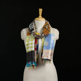 Bengal Kantha Handwork Patchwork Reversible Silk Stole 232