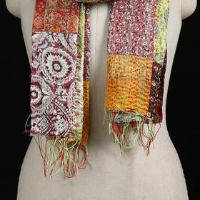 Bengal Kantha Handwork Patchwork Reversible Silk Stole 233
