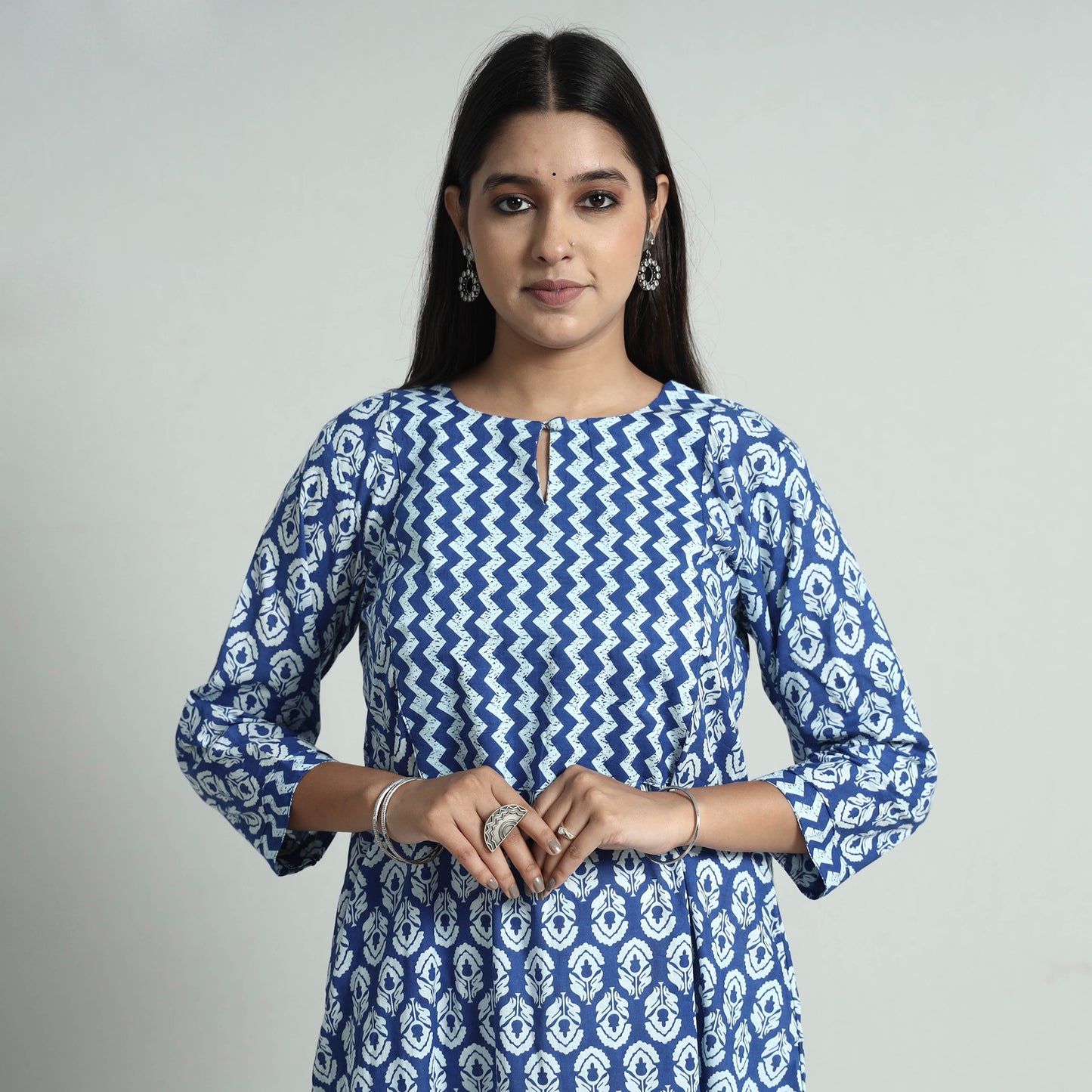 Jaipur Screen Printed Patchwork Cotton Kurta