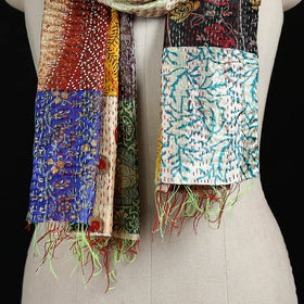 Bengal Kantha Handwork Patchwork Reversible Silk Stole 234