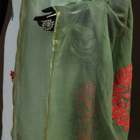 Kota Doria Cotton Barmer Applique Work Dupatta with Zari Border 19
