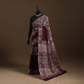 Brown - mul cotton hand batik saree 23 - handcrafted