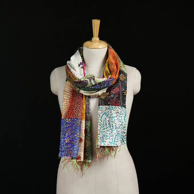 Bengal Kantha Handwork Patchwork Reversible Silk Stole 234