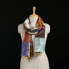 Bengal Kantha Handwork Patchwork Reversible Silk Stole 234