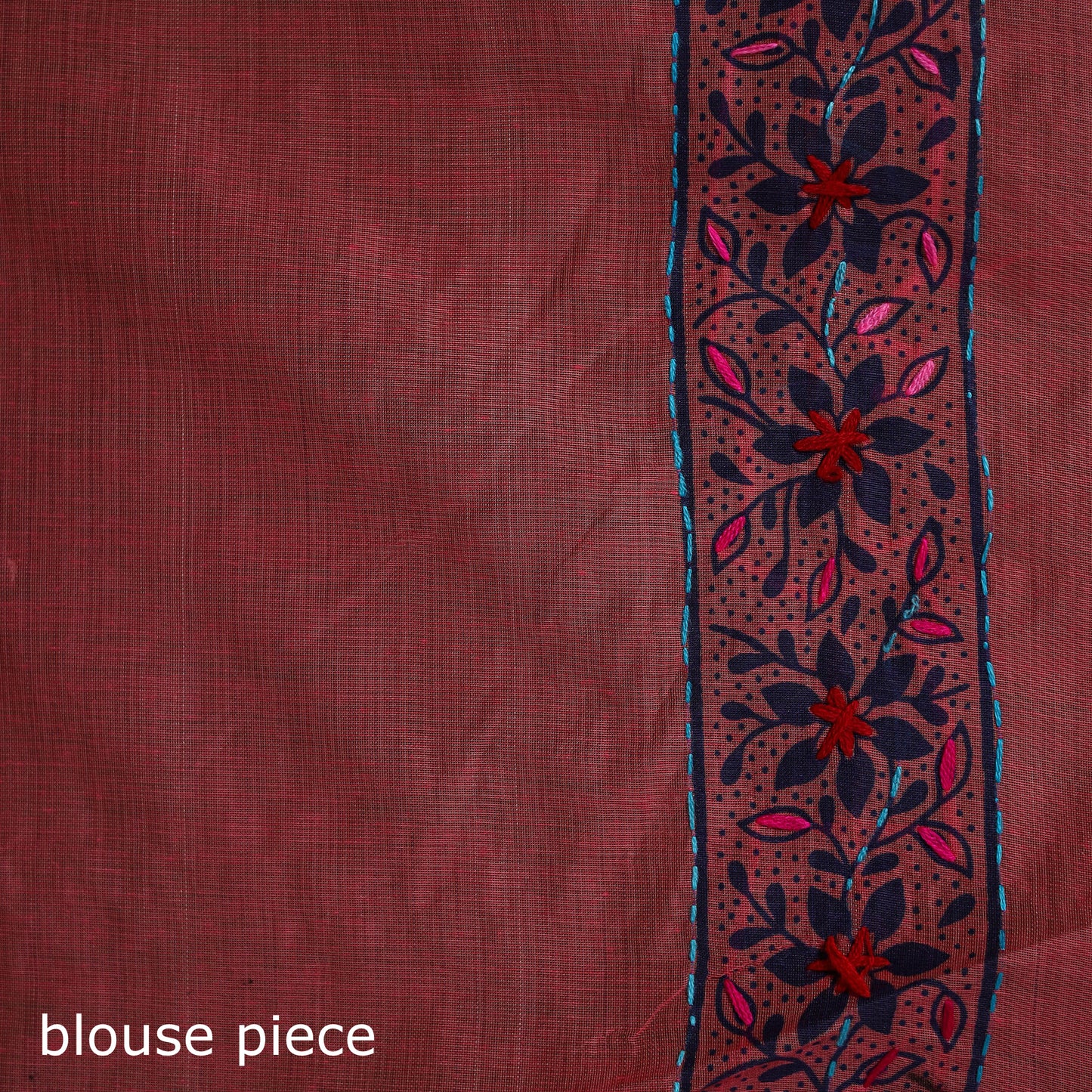 Pink - Bengal Kantha Hand Embroidery Silk Cotton Chapa Work Saree 99