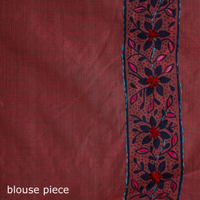 Pink - Bengal Kantha Hand Embroidery Silk Cotton Chapa Work Saree 99