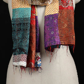 Bengal Kantha Handwork Patchwork Reversible Silk Stole 236