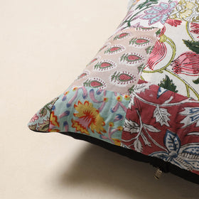 Multicolor - handcrafted cotton patchwork cushion cover 14