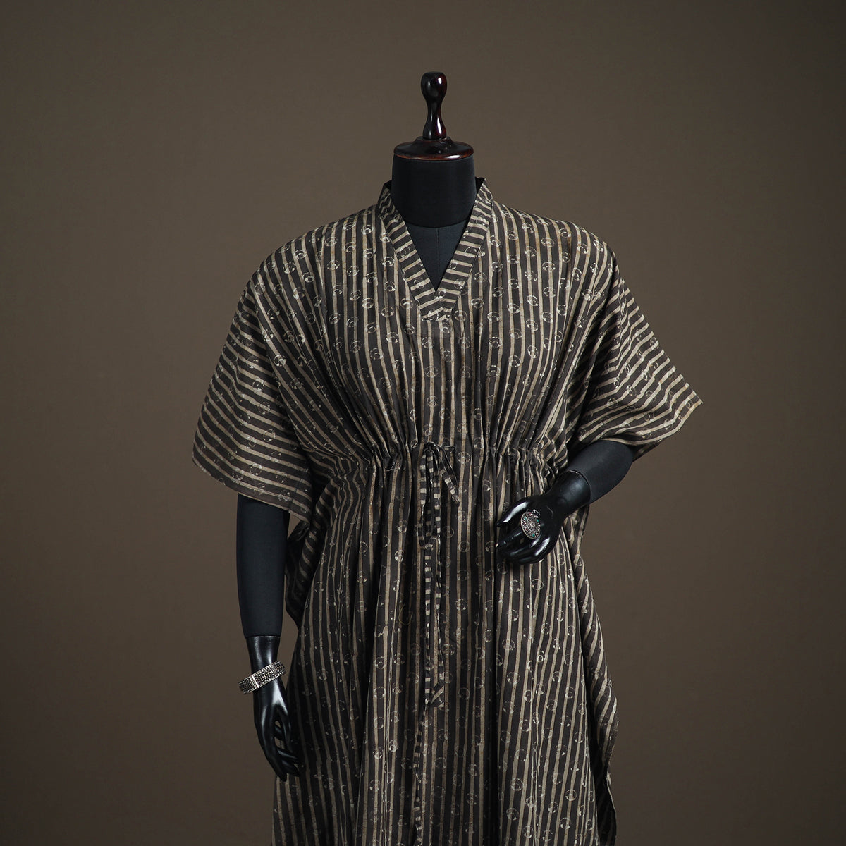 Akola Hand Block Print Natural Dyed Cotton Kaftan (Long) 190