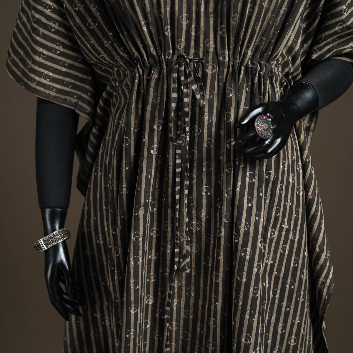 Akola Hand Block Print Natural Dyed Cotton Kaftan (Long) 190