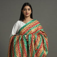 Multicolor - Traditional Phulkari Embroidery Jaal Silk Chinon Dupatta 56