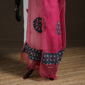 Kota Doria Cotton Barmer Applique Work Dupatta with Zari Border 18